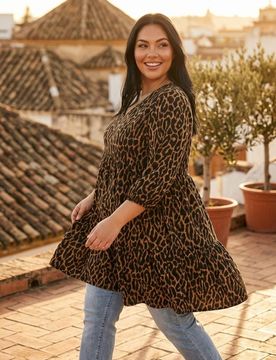 Abito con stampa leopardata Plus Size - multicolor