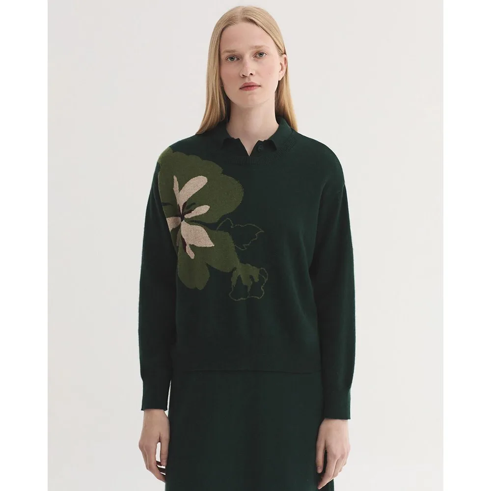 Jersey de mujer ancho con intarsia de flor - Nice Things - FashionsVida