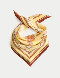 Pure Silk Twill Printed Square Scarf Yellow female
