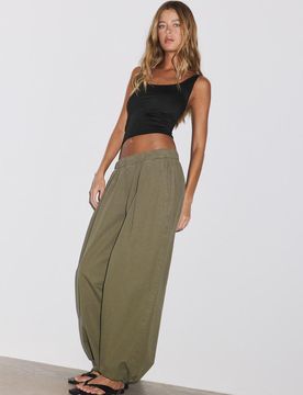 Barrel-Hose aus Popeline mit Stoppern Khaki 32