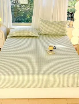 Juego de 3 piezas de ropa de cama, con patrón de tablero de ajedrez, ligero y suave y cómodo, que incluye 1 sábana ajustable y 2 fundas de almohada - Shein - FashionsVida