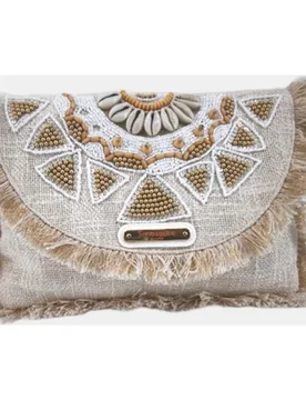 Clutch de algodón con bordados en - Simó Sastre - FashionsVida