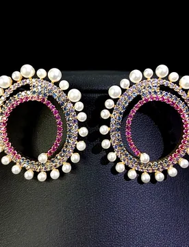 Sweet Cute Multicolor Round Earrings Fine Glitter Women Everyday Wear Accessories Jewelry Set for Prom Wedding Travel Gift E186 - Aliexpress - FashionsVida
