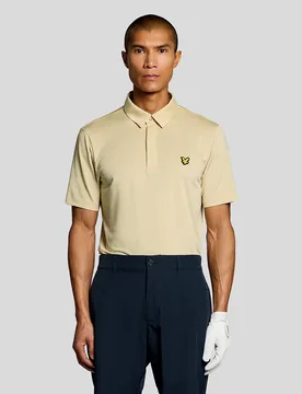 Men's Golf Concealed Placket Polo Shirt in Beige - Lyle & Scott - FashionsVida