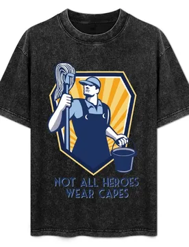 Funny Janitor Custodian Gift Not All Heroes Wear Capes T-Shirt Urban Style Print T-Shirt - Aliexpress - FashionsVida