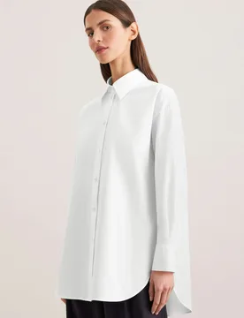 Oversized Hemdbluse mit tiefer Passe Weiß 44 - Seidensticker - FashionsVida