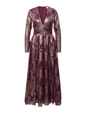 Warehouse Vestido oro / berenjena
