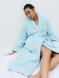 Pure Cotton Towelling Dressing Gown Light Turquoise female