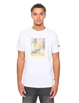 Mens Camostack T-Shirt (White) Cotton - Size X-Large - Duck and Cover - FashionsVida