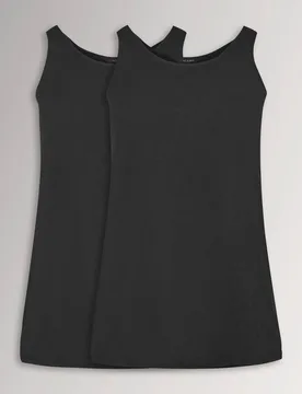 Women's 2 Pack Core Vest Tops in Black Size: 34-36 - Black - Size: 34-36 - Yours - FashionsVida