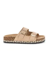 Ciabatte beige con fibbie e dettagli ricamati 14184 36