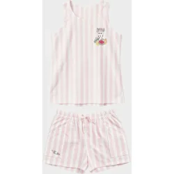 Pijama corto de mujer estapado de rayas