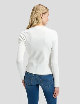 Slim Knit Cardigan Ecru Größe L female - Lee - FashionsVida