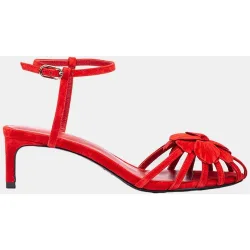 Sandalias de tacón de mujer de piel