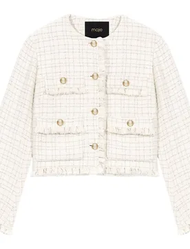 Chaqueta de mujer corta de tweed a cuadros con botones dorados - Maje - FashionsVida