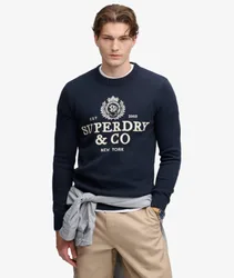 Superdry Herren Pullover mit Applikation Navy - Größe: XL