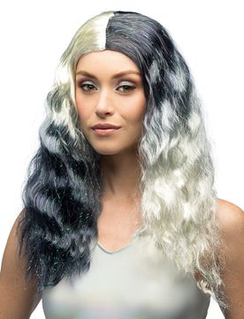 Metallic Perrücke in schwarz und weiß