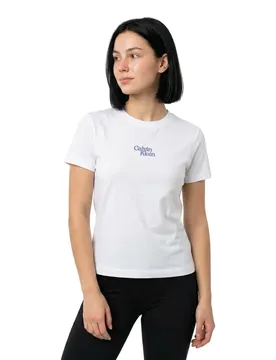 Jeans T-shirt à Manches Courtes Flocked Logo Brilliant White S