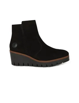 Women's 'Connecticut' Wedge Heel Boots in Black Size: 6.5 - Black - Size: 6.5 - Rieker - FashionsVida