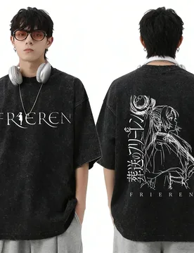 Washed Vintage Anime Frieren Beyond Journey's End T-shirt Men Women Casual Cute Kawaii T Shirts Unisex Cotton Oversized T-shirts - Aliexpress - FashionsVida