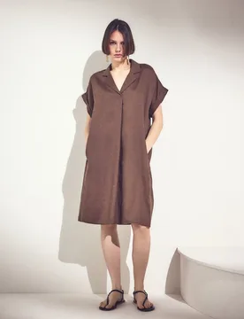 Vestido de mujer manga corta cuello solapa - Woman El Corte Inglés - FashionsVida