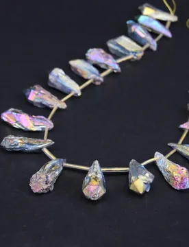 Strand Rainbow Titanium Raw Crystal Quartz Top Drilled Point Beads,Natural Crystal Nugget Graduated Pendants DIY Jewelry - Aliexpress - FashionsVida