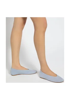 Leather Flat Ballet Pumps Blue female - Dune london - FashionsVida