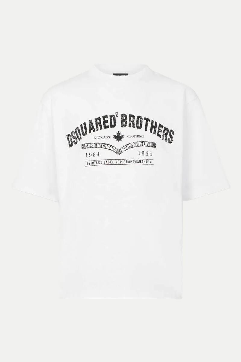 Loose Fit T-shirt mit Logoprint Weiß M - Dsquared2 - FashionsVida