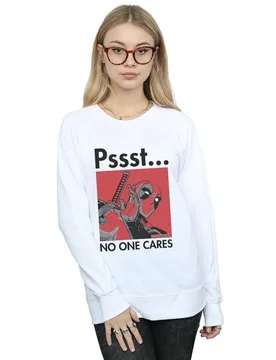 Women's Deadpool No One Cares Sweatshirt in White Size: Medium - White - Size: M - Marvel - FashionsVida