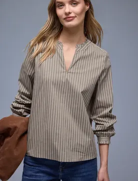 Streifen Bluse mit Rüschen female Braun