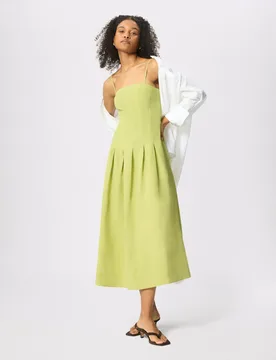 Lyocell Rich Strappy Midi Waisted Dress Green female - Whistles - FashionsVida