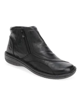 Women's Leather Ankle Boots in Black Size: 9 - Black - Size: 9 - Pavers - FashionsVida