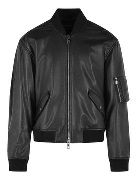 Giubbotto bomber in pelle nera