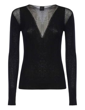 Maglia A Costine Con Inserti Trasparenti
