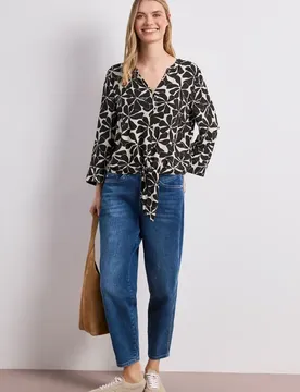 Arm Bluse mit Knotendetail female Schwarz