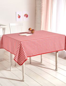 Karo-Tischdecke rot-weiß 132x132cm