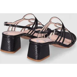 Sandalias de tacón medio de mujer con estilo elegante de diseño con tiras finas y cierre de hebilla