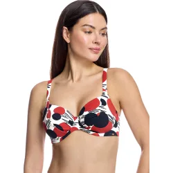 Top de bikini de mujer con aros y estampado geométrico abstracto