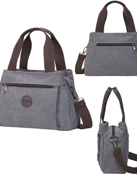 Retro Casual Canvas Tote Bag for Women, Large Capacity Handbag Shoulder Crossbody Bag with Multiple Compartments - Aliexpress - FashionsVida