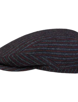 Woolen Stripe Driver Flat Cap by - navy - Size: 55 cm - Stetson - FashionsVida