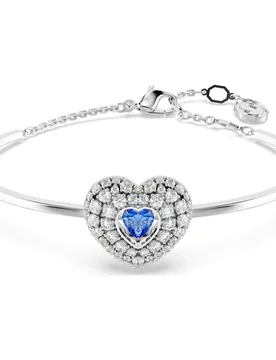 Bracciale rigido Hyperbola, Cuore, Blu, Placcato rodio OS - Swarovski - FashionsVida