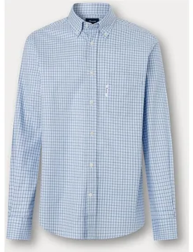 Camisa de hombre de algodón con mini cuadros fit club - FACONNABLE - FashionsVida