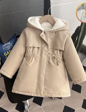 Abrigo acolchado con capucha para niña, con cierre de cremallera, cintura ajustada - Shein - FashionsVida