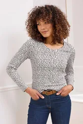 Wrinkle Free Long Sleeve Spot Jersey Top - Grey - Size: 26