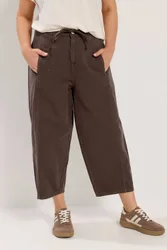 Barrel Leg Cropped Jeans - Chocolate - Size: 18