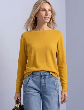 Basic Pullover mit U-Boot-Ausschnitt female Gelb