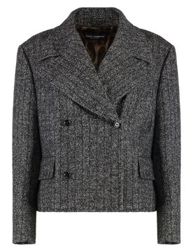 Inspired Double-Breasted Wool Jacket with Lapel Collar