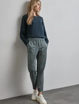 Bedruckte Velours Hose female Grün - Street One - FashionsVida