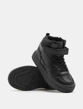 Kids' Leather High Top School Shoes (8 Small-2 Large) Black male - M&S - FashionsVida