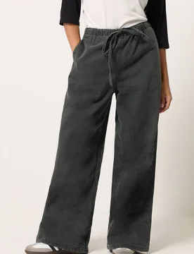 Women's Petite Wide Leg Drawstring Jeans in Black Size: 6 - Black - Size: 6 - PixieGirl - FashionsVida